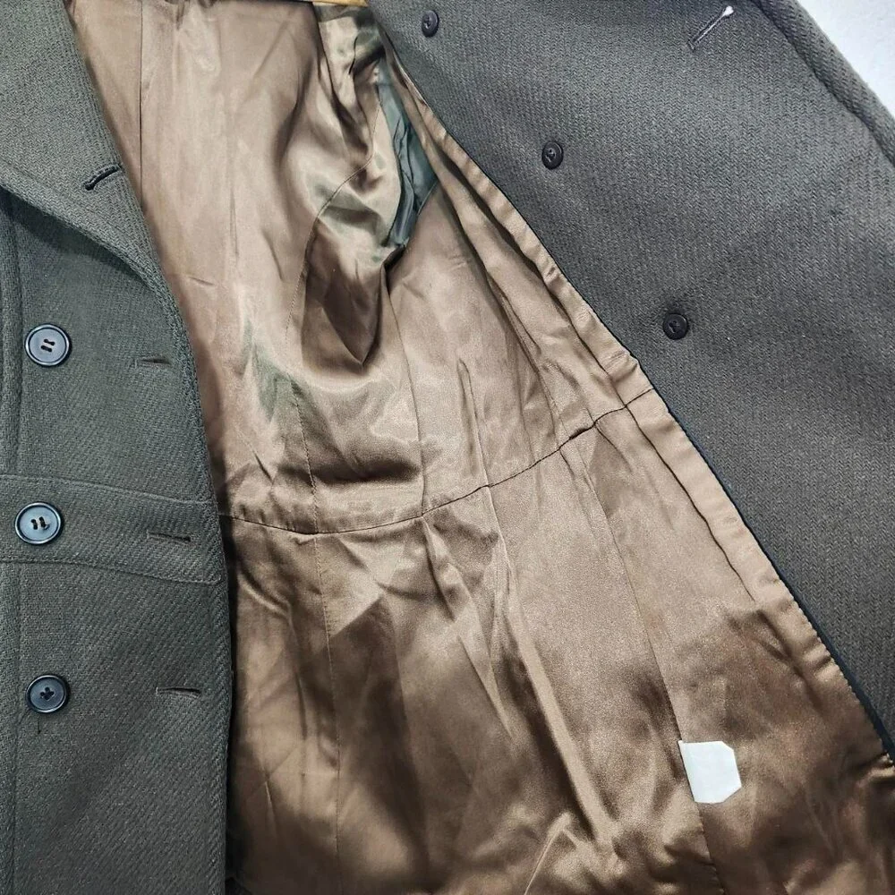 J. Crew green Stadium Cloth Nello Gori Wool Double Breasted Pea Coat - Picture 4 of 5